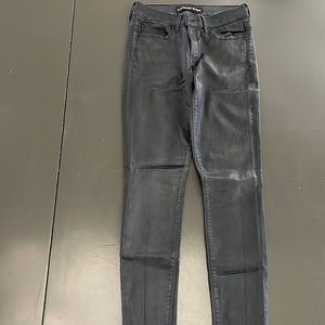 Express Midrise Skinny Leather Finish Jeans